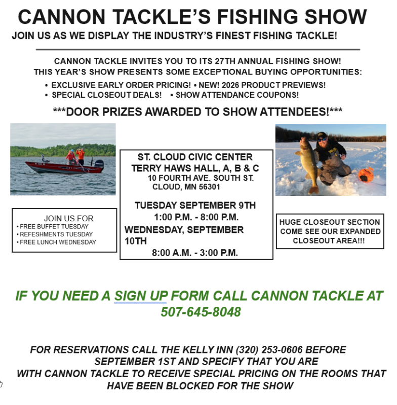 Cannon Tackle's 27th Annual Customer Fishing Tackle Show